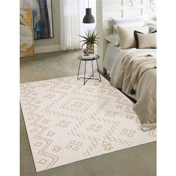 Tapis Caral par ECARPET rectangulaire taupe de 8 pi x 10 pi