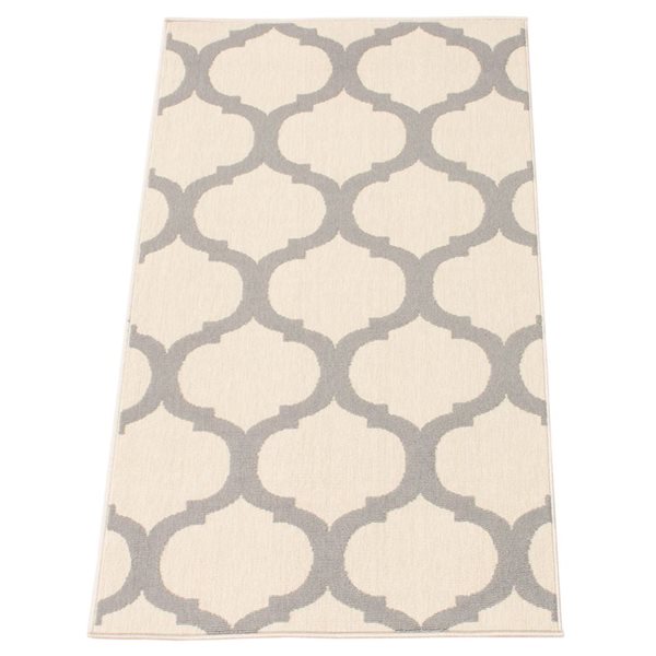 ECARPET Cambridge 3-ft x 5-ft Ivory and Grey Rectangular Area rug