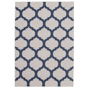 ECARPET Cambridge 5.25-ft x 7.5-ft Grey and Navy Blue Rectangular Area rug