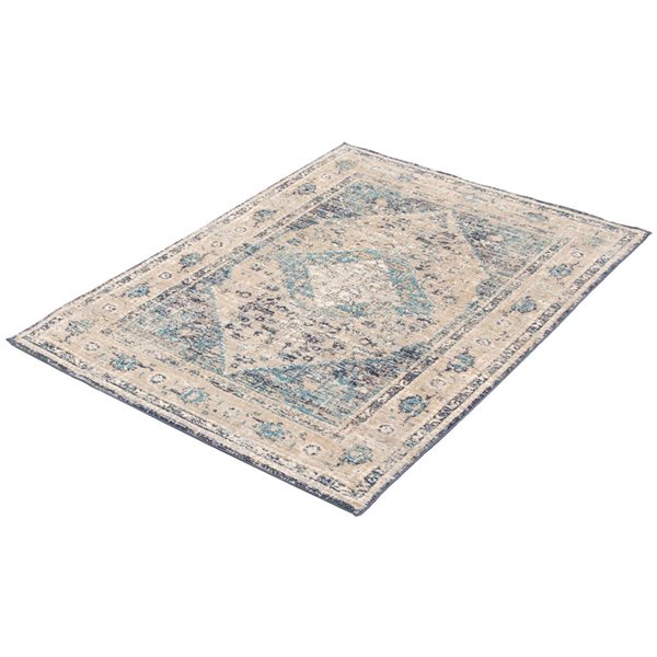 ECARPET Bolivia Bijar 5-ft x 8-ft Grey and Blue Rectangular Area rug