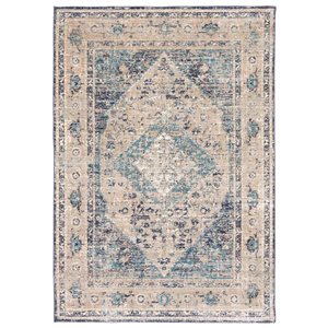 Tapis Bolivia Bijar par ECARPET rectangulaire gris et bleu de 5 pi x 8 pi