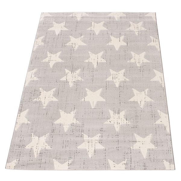 Tapis Angel par ECARPET rectangulaire gris pâle de 4 pi x 5,5 pi