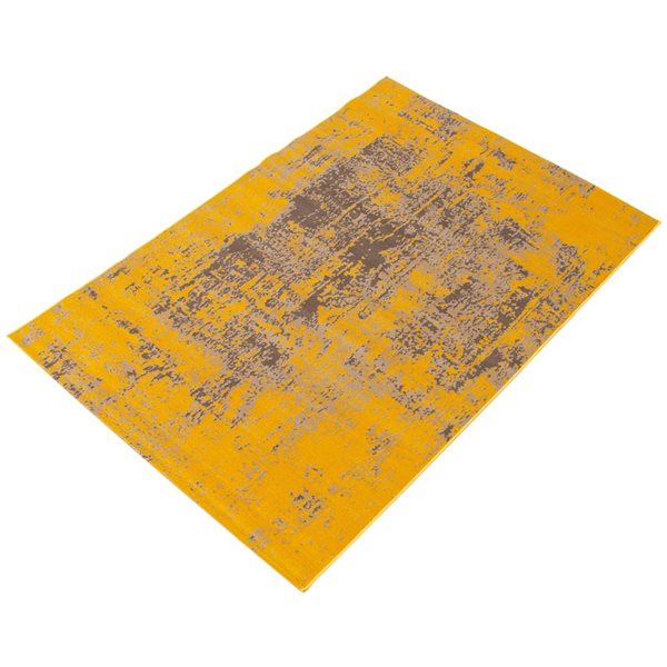 Tapis Charlotte par ECARPET rectangulaire jaune de 7,5 pi x 9,5 pi