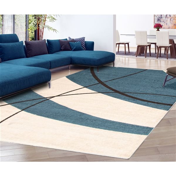 ECARPET Cosi 4-ft x 5.5-ft Blue Rectangular Area rug