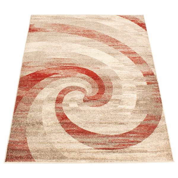 ECARPET Cora 8-ft x 10-ft Ivory and Red Rectangular Area rug