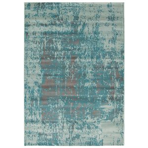 ECARPET Charlotte 5.25-ft x 7.5-ft Aqua Rectangular Area rug