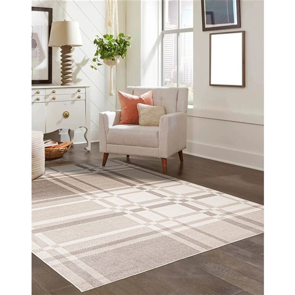 ECARPET Aqua Roma 8-ft x 10-ft Ivory Rectangular Area rug