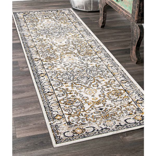 ECARPET Aqua Legacy 2.5-ft x 8-ft Ivory Rectangular Runner