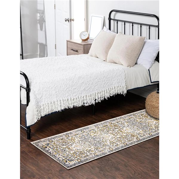 ECARPET Aqua Legacy 2.5-ft x 8-ft Ivory Rectangular Runner