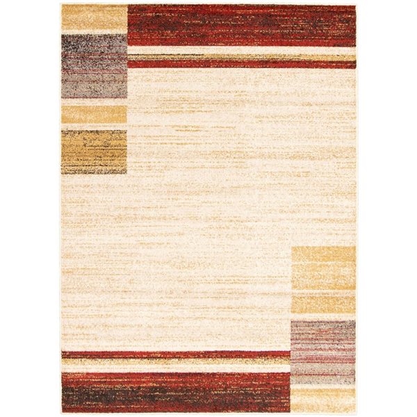 ECARPET Ayla 5.25-ft x 7.25-ft Ivory and Red Rectangular Area rug