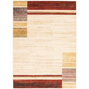 ECARPET Ayla 5.25-ft x 7.25-ft Ivory and Red Rectangular Area rug