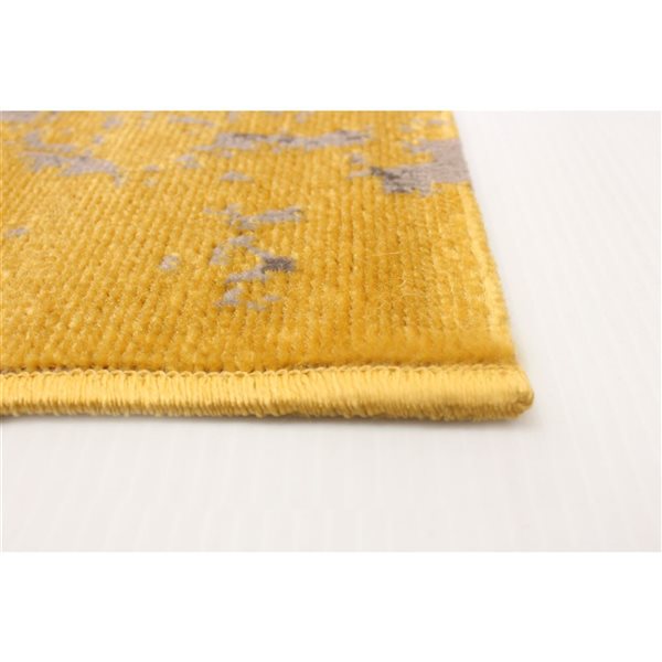 Tapis Charlotte par ECARPET rectangulaire jaune de 4 pi x 5,5 pi