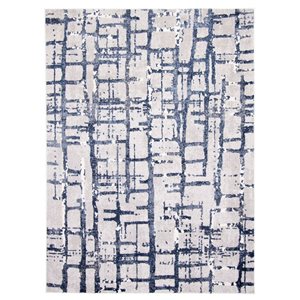 ECARPET Anitra 4-ft x 5.5-ft Navy Blue Rectangular Area rug