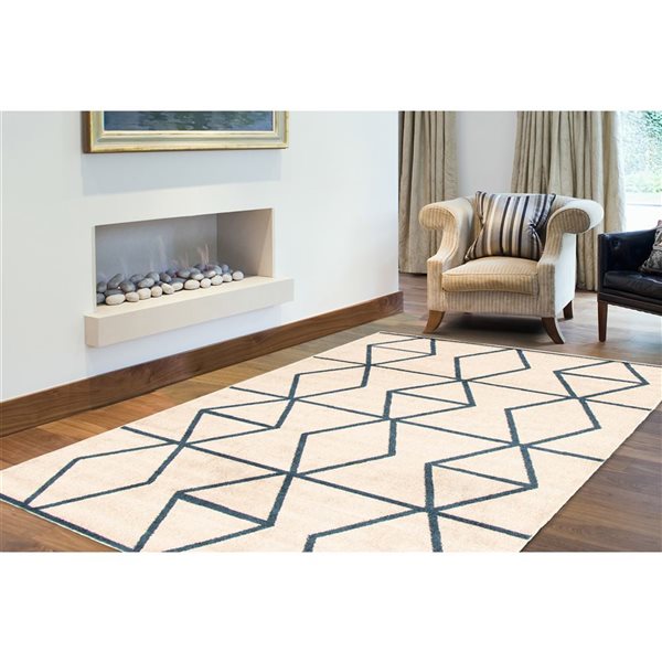 ECARPET Ana 8-ft x 10-ft Ivory and Blue Rectangular Area rug