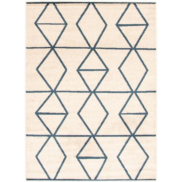 ECARPET Ana 8-ft x 10-ft Ivory and Blue Rectangular Area rug