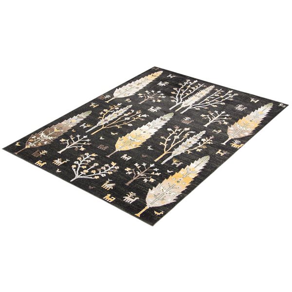 ECARPET Aqua Pine 5-ft x 7-ft Black Rectangular Area rug