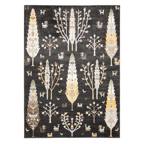 ECARPET Aqua Pine 5-ft x 7-ft Black Rectangular Area rug