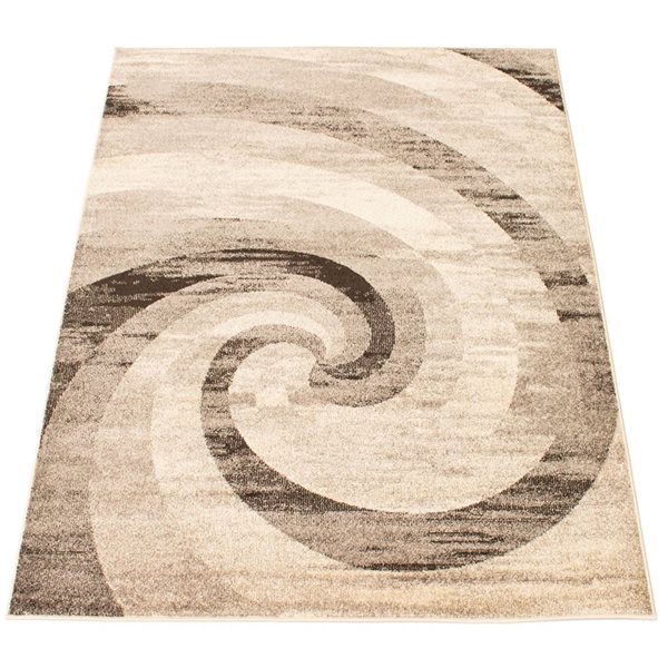 ECARPET Cora 4-ft x 5.5-ft Ivory and Brown Rectangular Area rug