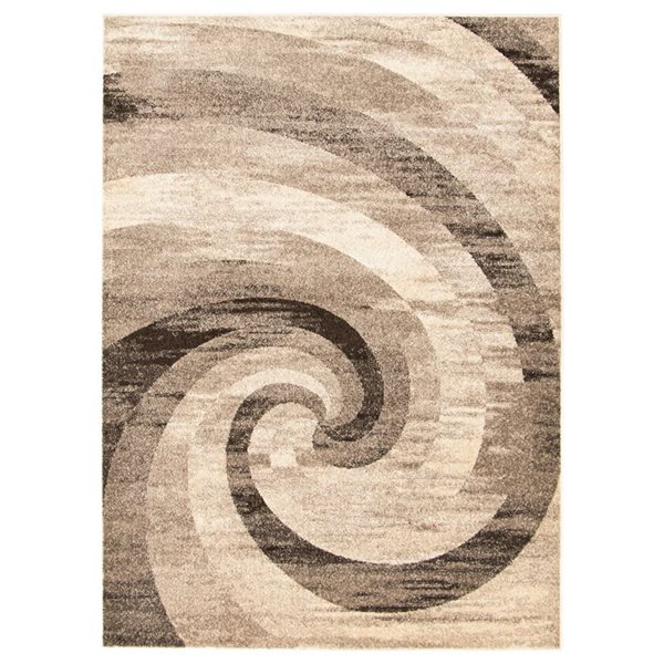 ECARPET Cora 4-ft x 5.5-ft Ivory and Brown Rectangular Area rug