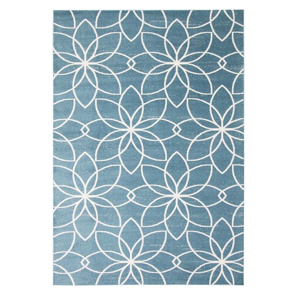 ECARPET Aqua Terali 3-ft x 5-ft Turquoise Rectangular Area rug