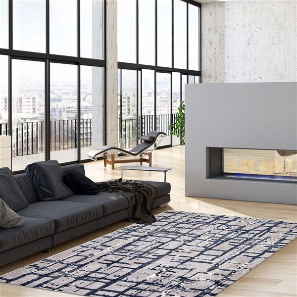 ECARPET Anitra 6.5-ft x 9.5-ft Navy Blue Rectangular Area rug