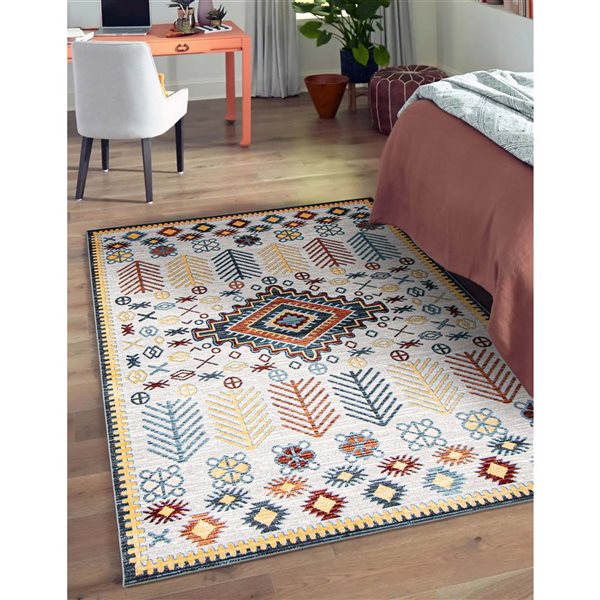 Tapis Aqua Gypsy par ECARPET rectangulaire gris de 6 pi x 9 pi