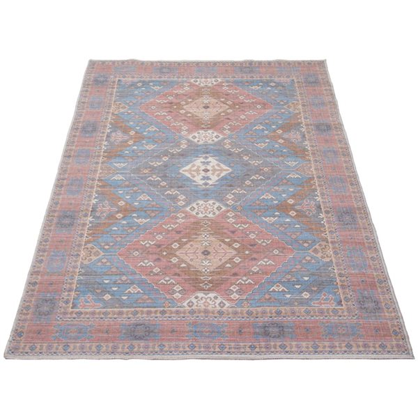 ECARPET Afshar 5-ft x 8-ft Light Blue Rectangular Area rug