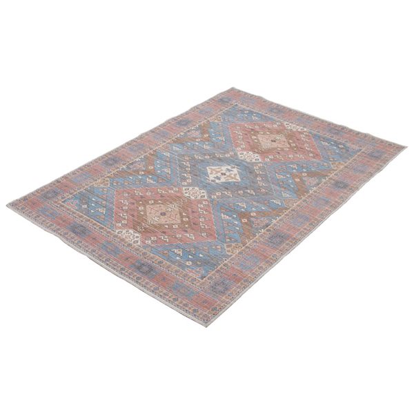 ECARPET Afshar 5-ft x 8-ft Light Blue Rectangular Area rug