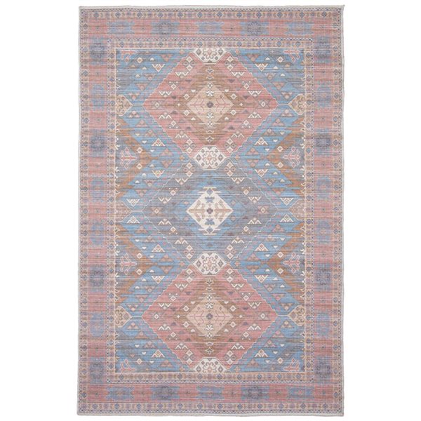 ECARPET Afshar 5-ft x 8-ft Light Blue Rectangular Area rug