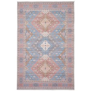 ECARPET Afshar 5-ft x 8-ft Light Blue Rectangular Area rug