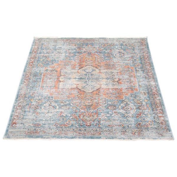 ECARPET Bahama Heriz 6.5-ft x 10-ft Blue Rectangular Area rug