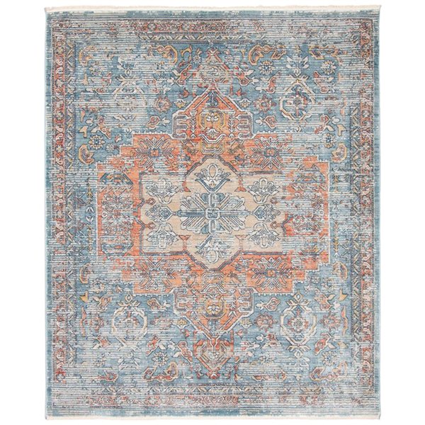 Tapis Bahama Heriz par ECARPET rectangulaire bleu de 6,5 pi x 10 pi