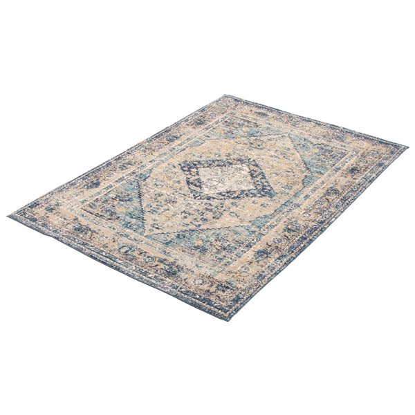 Tapis Bolivia Bijar par ECARPET rectangulaire gris et bleu marine de 6,5 pi x 8 pi