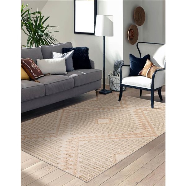 Tapis Carmen par ECARPET rectangulaire beige de 8 pi x 10 pi