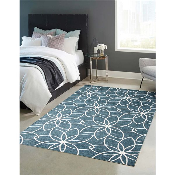 Tapis Aqua Terali par ECARPET rectangulaire turquoise de 8 pi x 10 pi