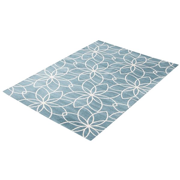 Tapis Aqua Terali par ECARPET rectangulaire turquoise de 8 pi x 10 pi