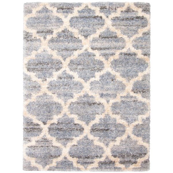 ECARPET Annica 5.25-ft x 7.25-ft Grey and Light Blue Rectangular Area rug