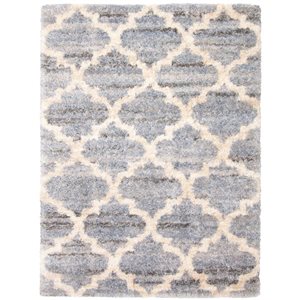 ECARPET Annica 5.25-ft x 7.25-ft Grey and Light Blue Rectangular Area rug