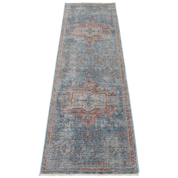 ECARPET Bahama Heriz 3-ft x 10-ft Blue Rectangular Runner