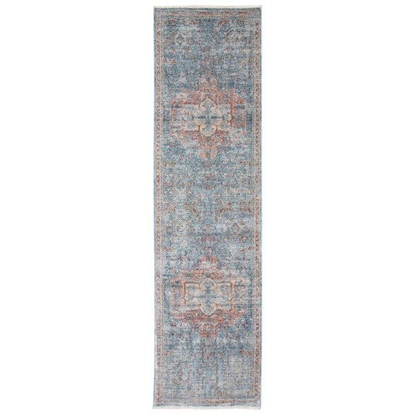 ECARPET Bahama Heriz 3-ft x 10-ft Blue Rectangular Runner