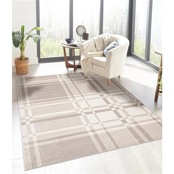 Tapis Aqua Roma par ECARPET rectangulaire ivoire de 3 pi x 5 pi