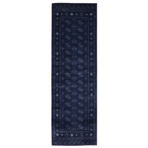 Tapis de passage Bokhara par ECARPET rectangulaire bleu de 3 pi x 8 pi