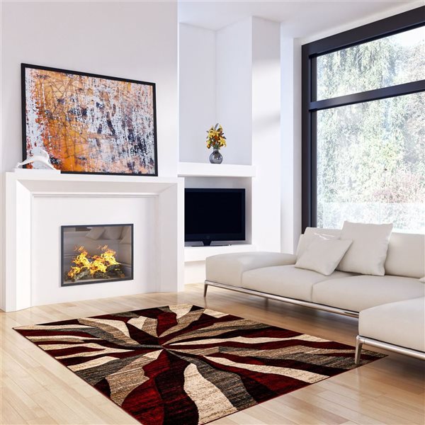 ECARPET Banu 4-ft x 5.5-ft Burgundy Rectangular Area rug