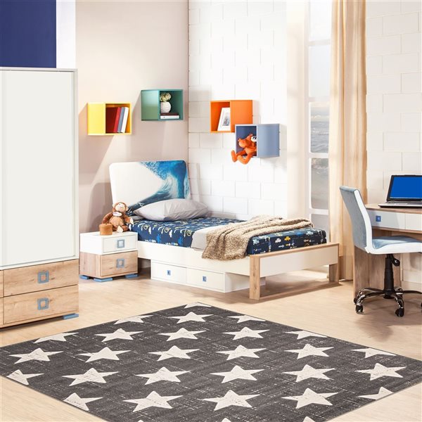 Tapis Angel par ECARPET rectangulaire gris de 4 pi x 5,5 pi