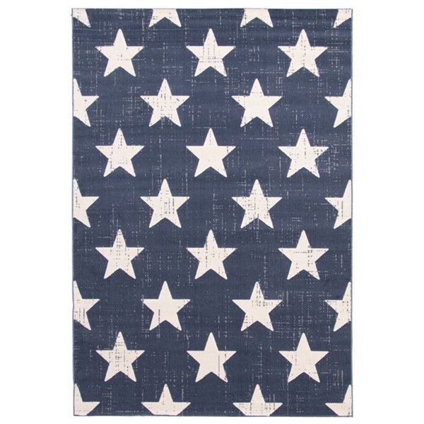 ECARPET Angel 5.25-ft x 7.5-ft Navy Blue Rectangular Area rug