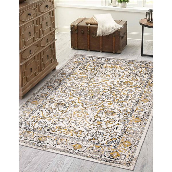 Tapis Aqua Legacy par ECARPET rectangulaire ivoire de 3 pi x 5 pi