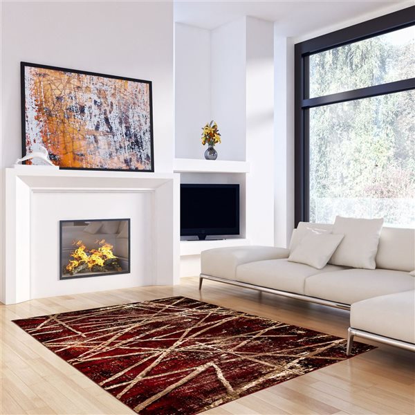 ECARPET Ceyla 4-ft x 5.5-ft Red Rectangular Area rug