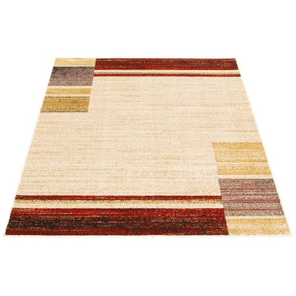 Tapis Ayla par ECARPET rectangulaire ivoire et rouge de 4 pi x 5,5 pi