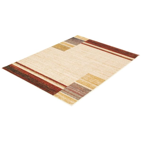 Tapis Ayla par ECARPET rectangulaire ivoire et rouge de 4 pi x 5,5 pi