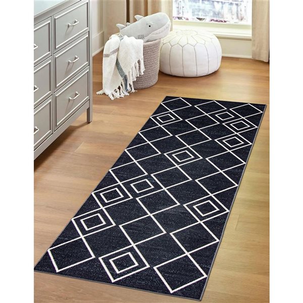 Tapis de passage Aqua Kenza par ECARPET rectangulaire bleu de 2,5 pi x 8 pi